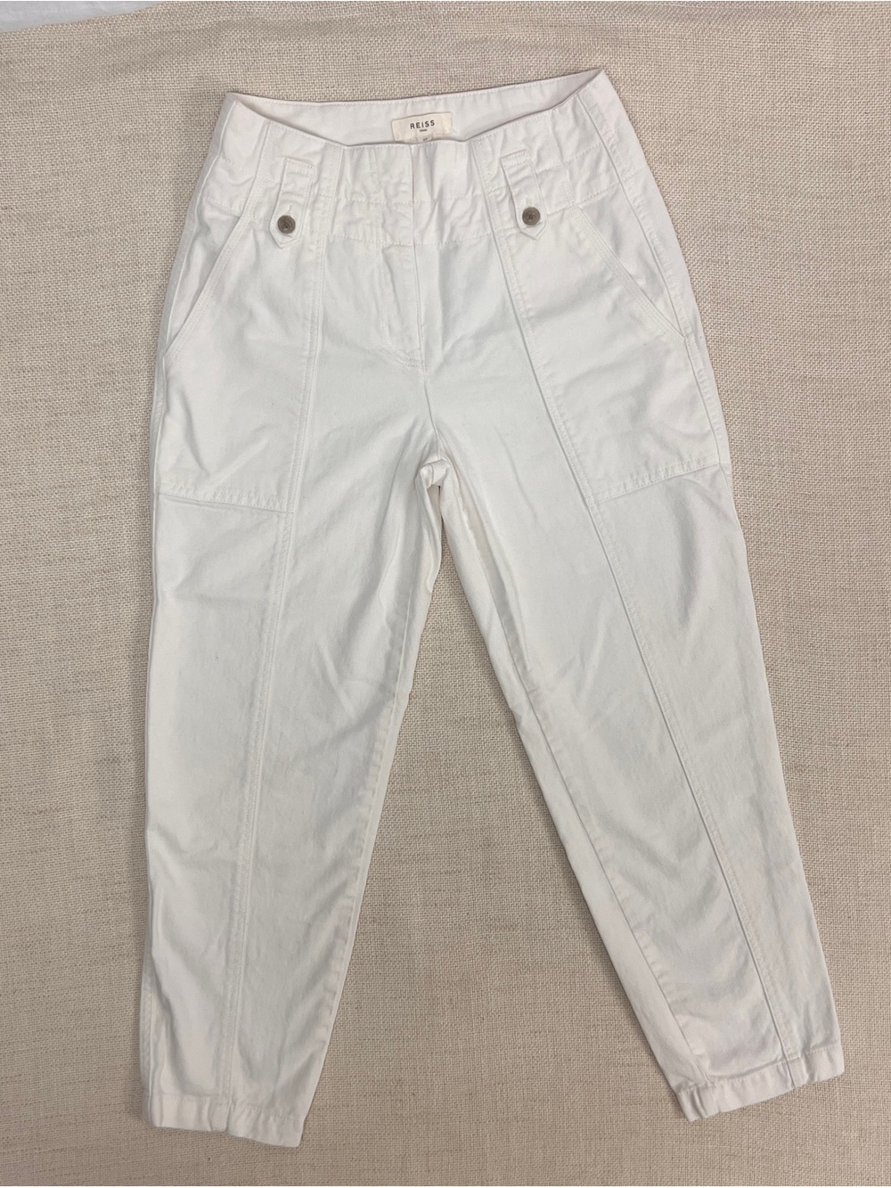 REISS Denim white utility-style jeans, size 10 UK (approx. US size 6) 🤍